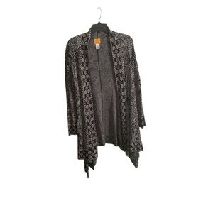 Ruby Rd. Black and Gray Patterned Cardigan